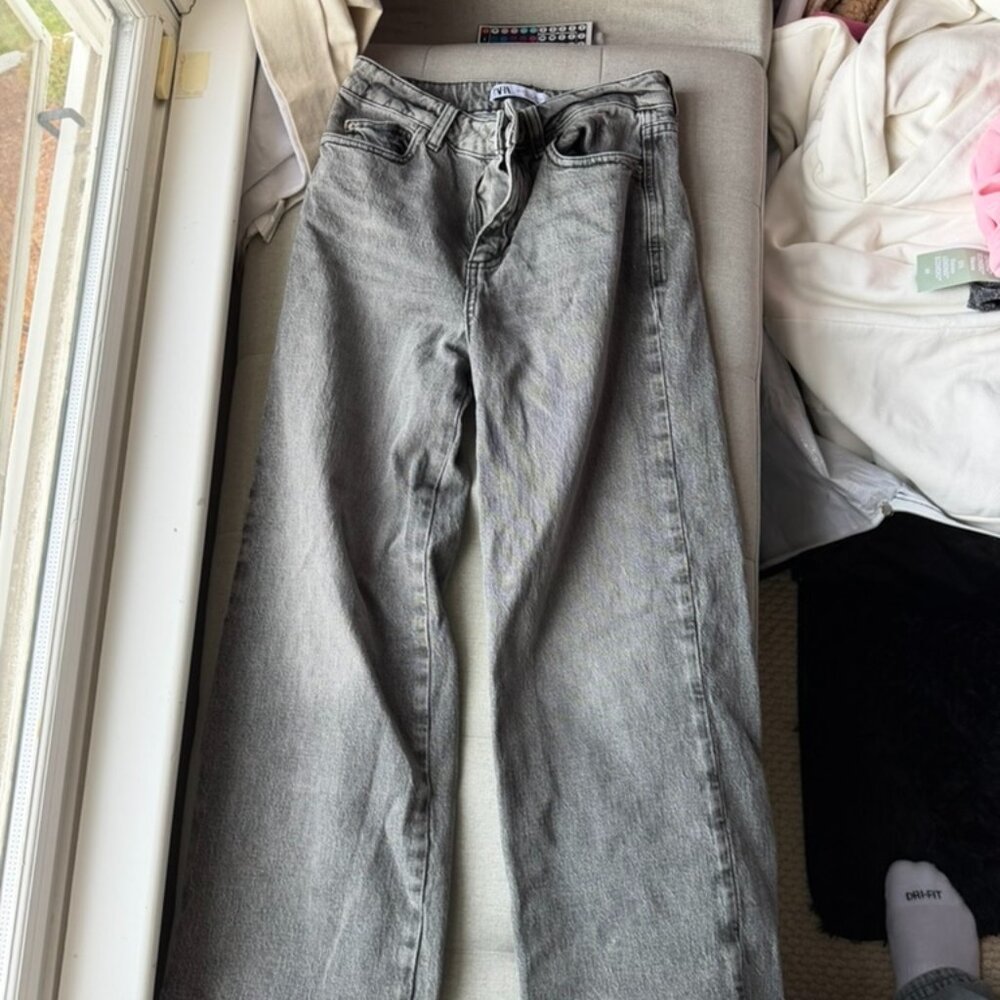Zara straight leg gray jeans